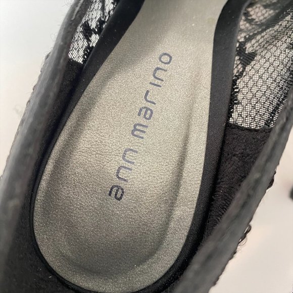 ANN MARINO BLACK HOLLYWOOD LACE HEELS IN SIZE 9 - Picture 3 of 8